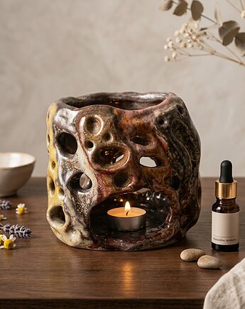 Ceramika raku aromolampa, art donica krobica