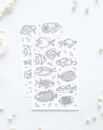 Ryby, Podwodne - Naklejki do Kolorowania, Anna Grunduls Design
