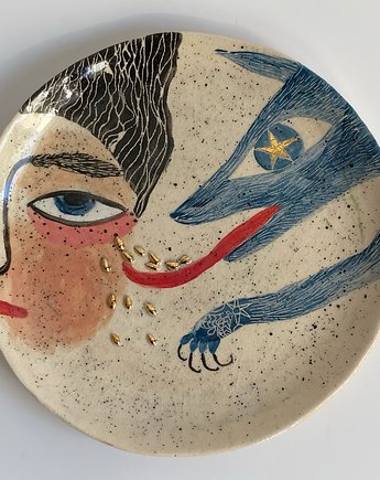 Ceramiczny talerz dekoracyjny z wilkiem, Matylda ceramika