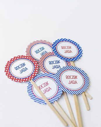 Pikery personalizowane do babeczek MARYNARZ 6 szt, WOW party
