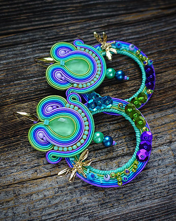 Kolorowe kolczyki sutasz z ważkami, Mró Soutache