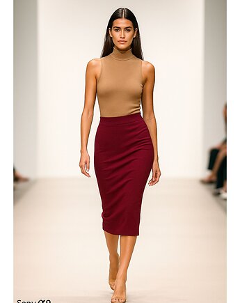 Spódnica burgund  YY600179, YULIYA BABICH