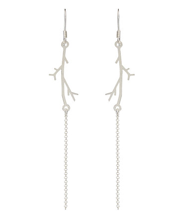 Twigs: długie kolczyki z gałązkami ze srebra, OM jewellery