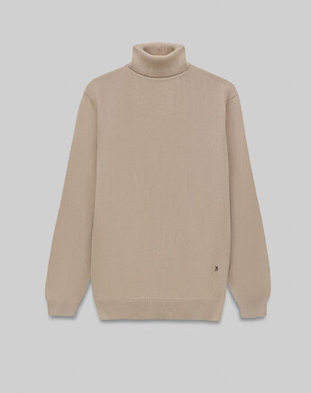 Sweter męski goriano golf beżowy, BORGIO