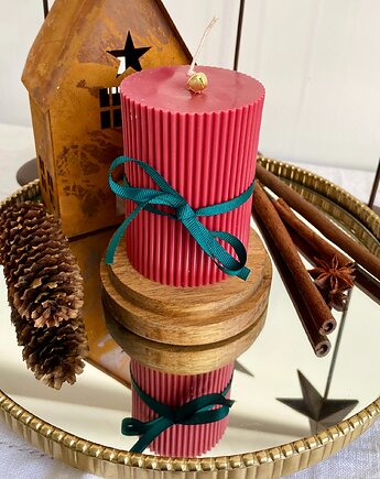 Świeca ekologiczna sojowa dekoracyjna walec "Linea" 84x70mm bordowa, Coccola JEWELLERY