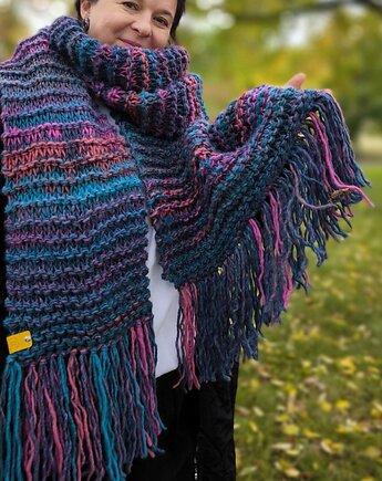 Duży szal MAXCOLOR szalik  handmade " kosmiczne energie", sploteka