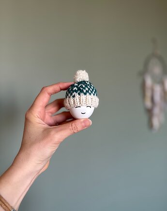 Czapeczka z pomponem  na jajka wielkanocne  - 1 szt., Kocie Motki