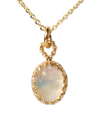 Minimalistyczny złoty naszyjnik z kamieniem księżycowym w stylu Vintage, Blooming Stones