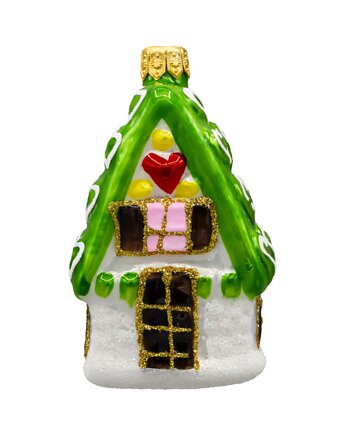 Bombka choinkowa: Domek z serduszkami: zielony, Syn Bombkarza