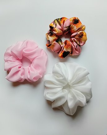 3 Jedwabne frotki /scrunchie Love zestaw słoneczny, BARLA