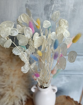 Pastelowy bukiet, zestaw suszonych kwiatów do wazonu, BohoSuszki