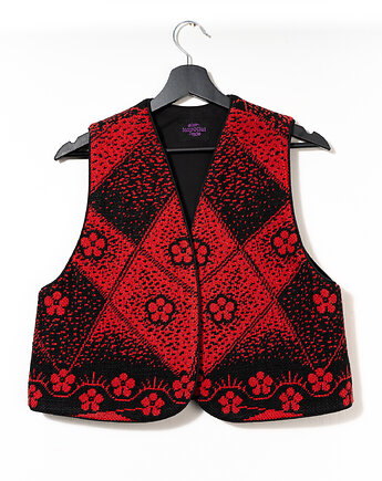 Upcyclingowa kamizelka  z ludowej tkaniny, kapotka