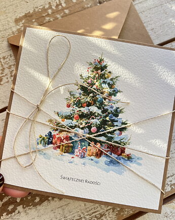 Kartka świąteczna ręcznie robiona na Boże Narodzenie choinka BN2, sorte