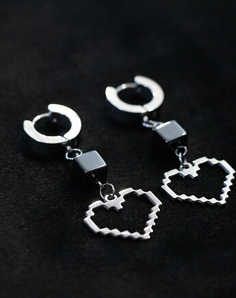 Cybercore serce * kolczyki stal nierdzewna * cyber goth * gothic girl styl, youcore.exe