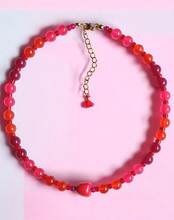 Choker : energy : summer collection : jadeit i ceramiczne serduszko, kaktusia