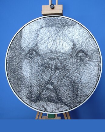 Buldog Francuski - Fotorealistyczny unikalny Obraz z Nici String Art 60cm, Błażej co ty pleciesz