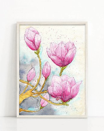 Oryginalna akwarela. Magnolia  A4, Malgorzata Domanska