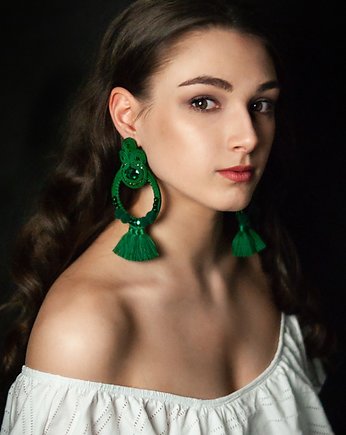 Zielone i duże i etniczne kolczyki, Mró Soutache