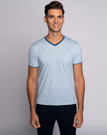 t-shirt koszulka męska cannobio błękit, BORGIO