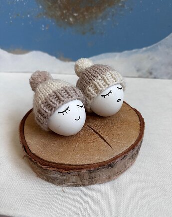 Urocze czapeczki na jajka - zestaw 2 szt. Dekoracje wielkanocne, Kocie Motki