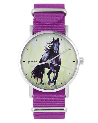 Zegarek - Czarny koń 2 - amarant, nylonowy, yenoo