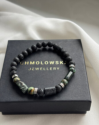 Bransoletka Męska Unikatowa Serafnit i Turmalin, Chmolowska Jewellery