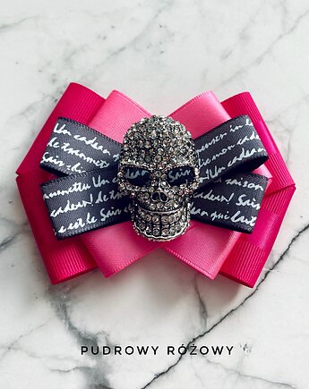 Niesamowita Brosza z Czaszką wysadzaną kryształkami, Pudrowy Różowy