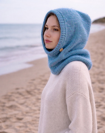 Ręcznie robiona balaclava miękki kapturokomin czapka z alpaką kolory, splotomaniaa