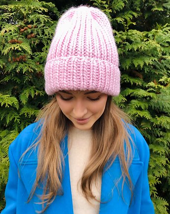 Wełniana czapka Lily maxi 100% wełna handmade ręcznie robiona, GANGSTA KNIT