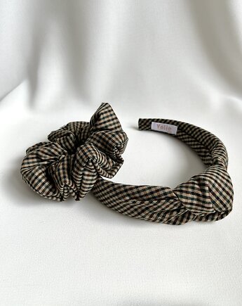 Zestaw opaska supełkowa & scrunchie w kratkę Anna, Volie Line