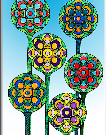 60. - KWITNĄCE MANDALE - rysunek, plakat., kama4you