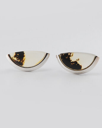 Kolczyki srebrne Split z bursztynem z inkluzjami, Monopolka