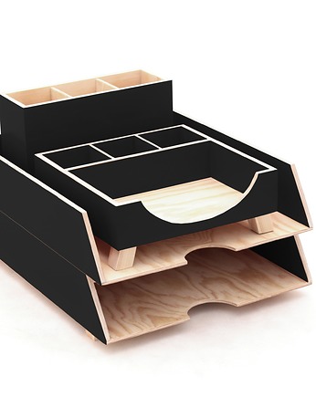 Organizer na  biurko - 4 Przyborniki na biurko - czarny, Clock Wood Studio