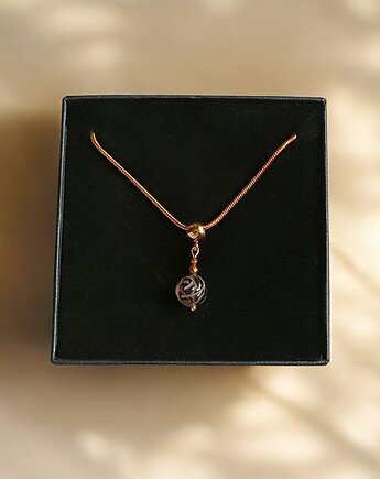 Uroczy naszyjnik: różyczka : RZEŹBIONY kwarc dymny : wyjątkowy prezent, kaktusia