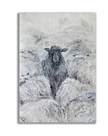 Obraz olejny ręcznie malowany "Czarna owca", Galeria Alma