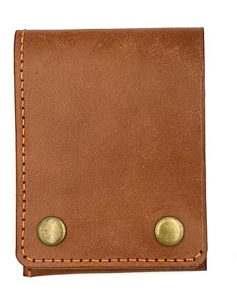 Jasno-brązowy portfel skórzany ręcznie uszyty na karty., Rkabags