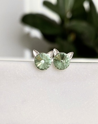 Kolczyki - kryształy Swarovski - kotki Chrysolite (mniejsze), Marisella