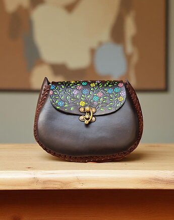 Torebka skórzana Marlene kwiaty ręcznie robiona, SempreArte