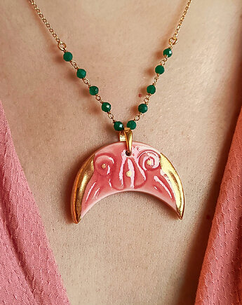 Naszyjnik pozłacany Lunula Różowa Kolekcja Parian, ZIĘBA