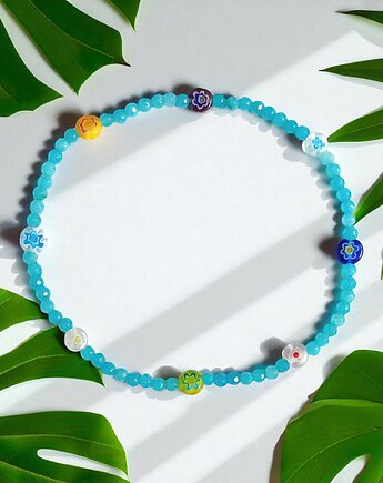 NA NOGĘ : jadeit turkusowy i millefiori, kaktusia