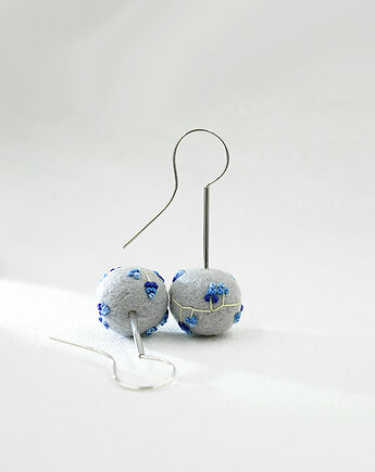 Kolczyki srebrne Filcowa łączka, studio INDIGO