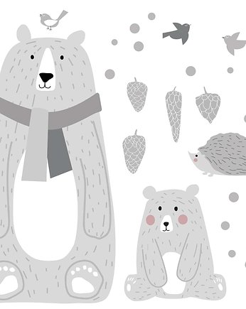 Zestaw naklejek Bears gray 100x130cm, Yellow Tipi
