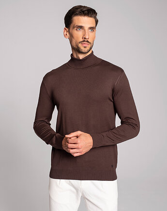 Sweter męski golf goito brązowy, BORGIO