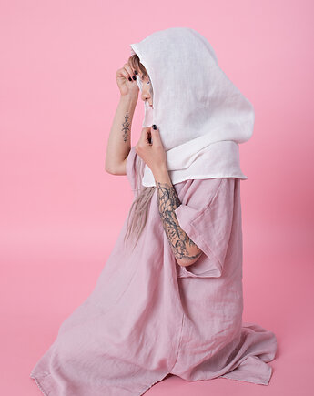 Szal, kaptur lniany 100% len kreszowany, NavahoClothing