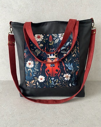 Duża torba na ramię - print chrząszcz, PRACOWNIA 166