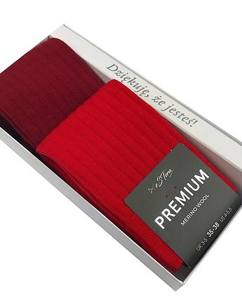 Zestaw  par 2 z wełny merynos bordo i czerwona, EsteraShop
