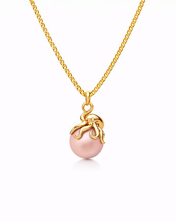 Ośmiornica z różową perłą- naszyjnik srebro, złoto, różowe złoto, ISSI Jewelry