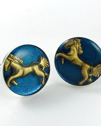 GOLDEN HORSE - BLUE - Spinki do mankietów, DROBINY CZASU