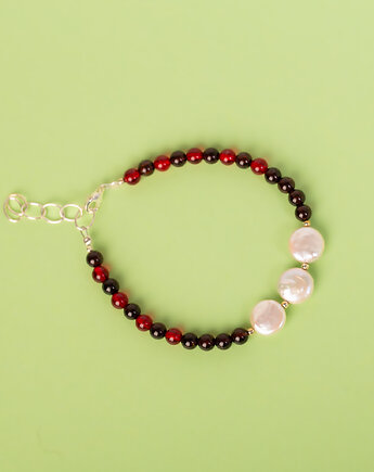 Bransoletka z barwionym bursztynem i perłami, Andorii by Baco