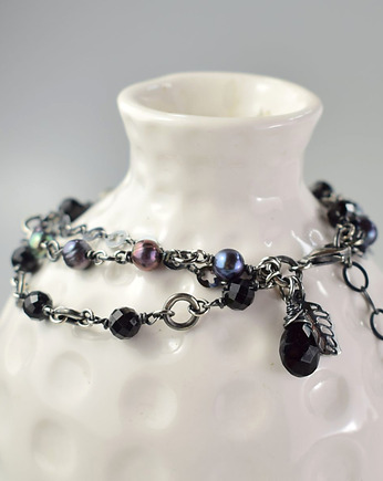 Spinel z perłami w srebrze - bransoletka, Sunflower Kornelia Kubinowska